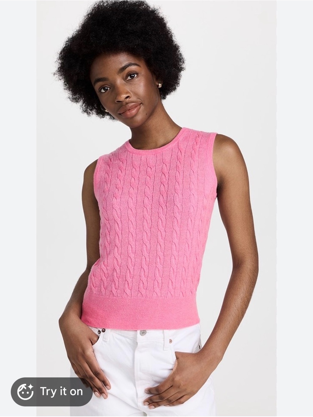 Alex Mill Cableknit Sweater Tank Alpaca and Merino Wool Pink Size XL